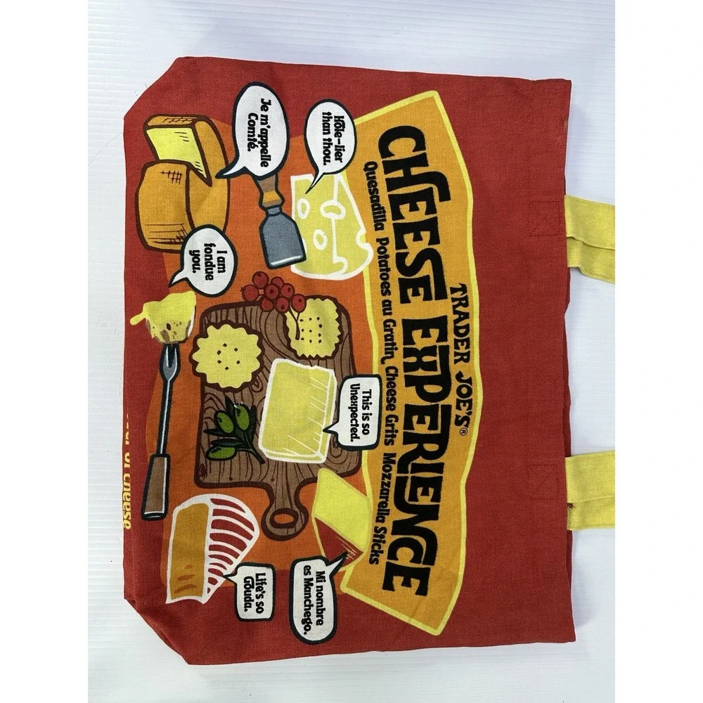 Trader Joe's Bag Reusable Canvas Cheese Adventures shopping Heavy Duty Large